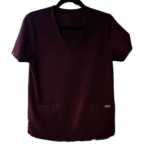 Figs Scrub Top Women's S Small Technical Collection maroon pockets